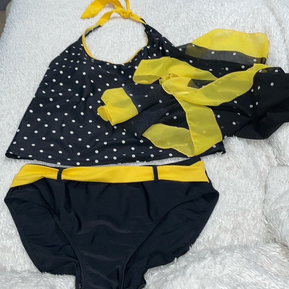 3 Piece Bathing Suit Women’s Size 14Wrap skirt YBL Your Best Look